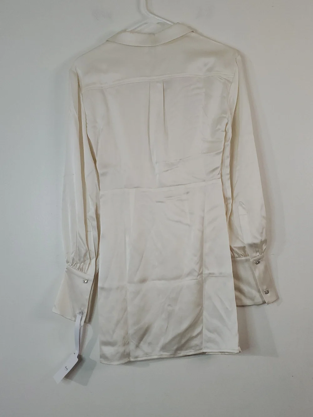 NWT Avra Agata Satin Faux Wrap Mini Dress Size XS Off White Feminine Wedding - Picture 10 of 16